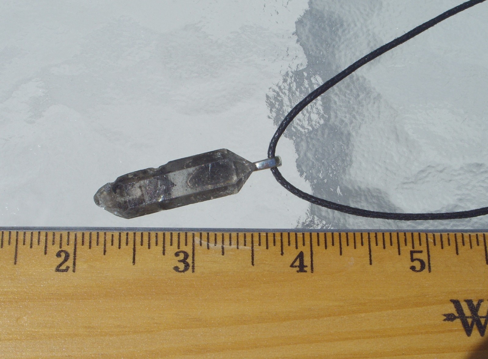 Tibetan Black Quartz Raw Crystal Double Terminated Point Stone Pendant Necklace