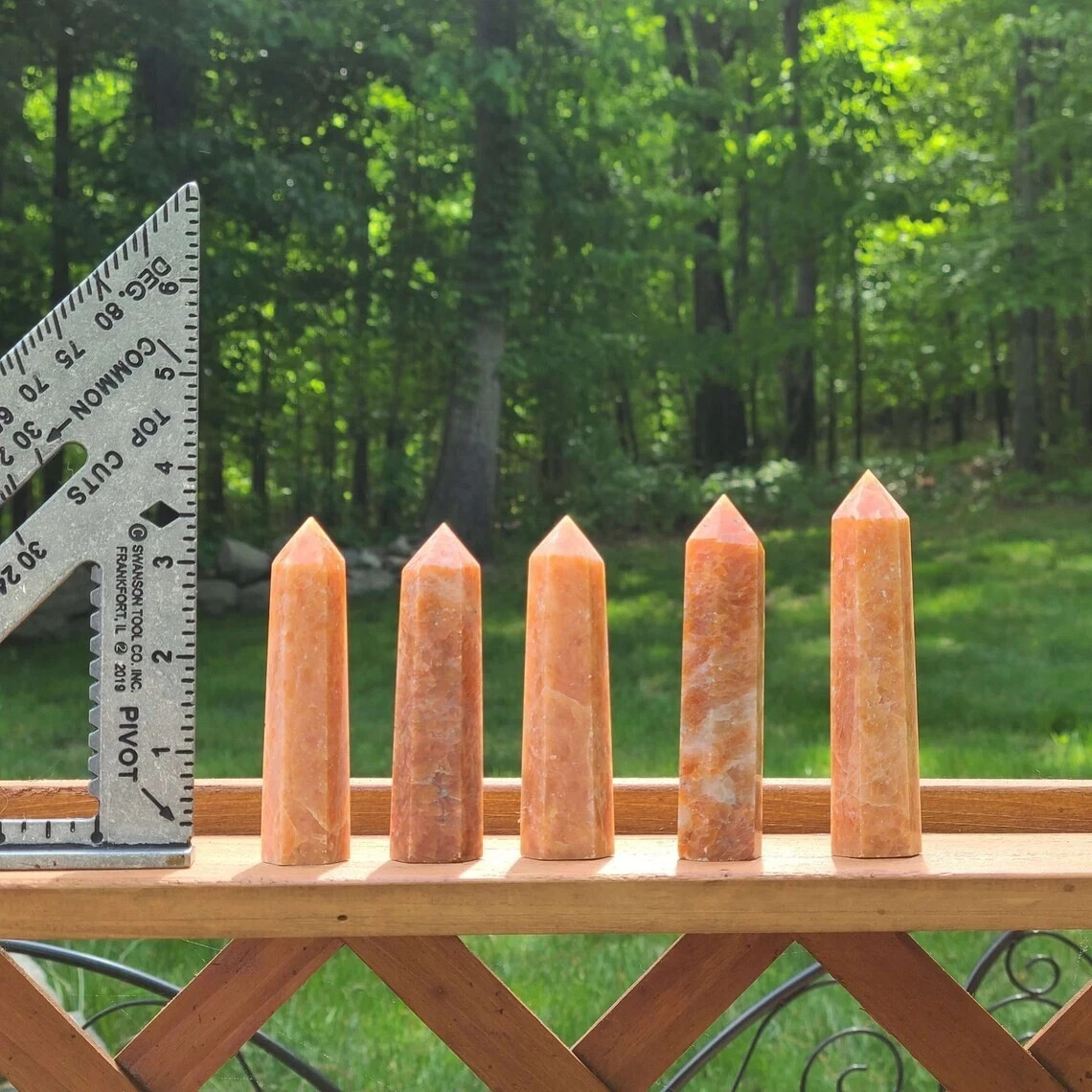 Natural Sunstone Crystal Tower Point Wand Healing Reiki Obelisk Home Decor Gift