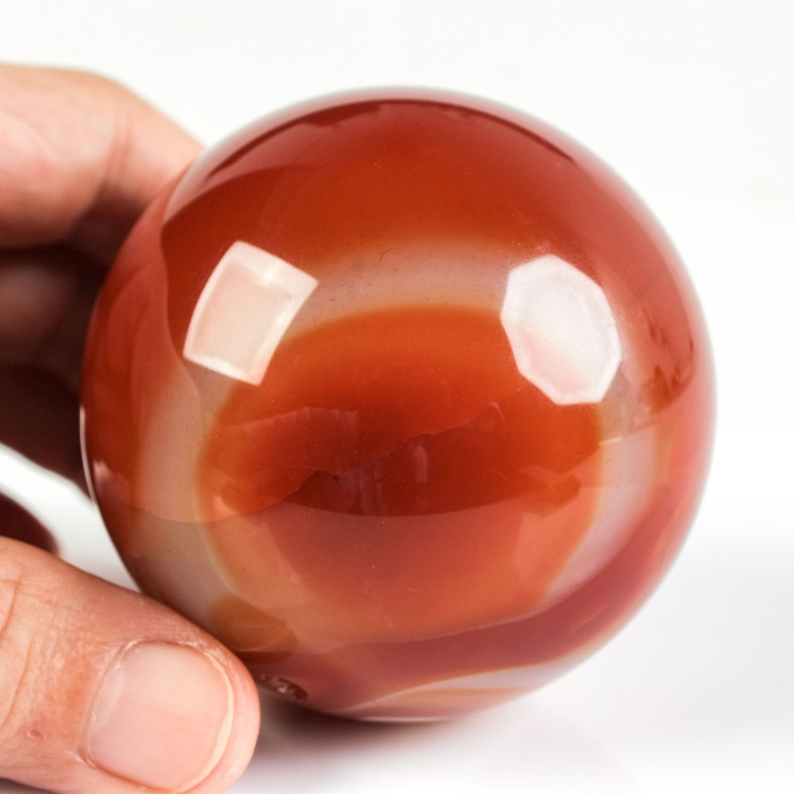 2.5″ 12.35oz Banded Carnelian Agate Sphere Crystal Ball Natural Mineral Specimen
