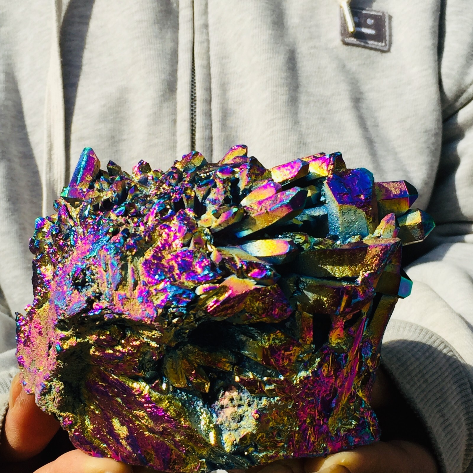 1015g Large Flaming Rainbow Quartz Titanium Crystal Cluster Specimen Healing