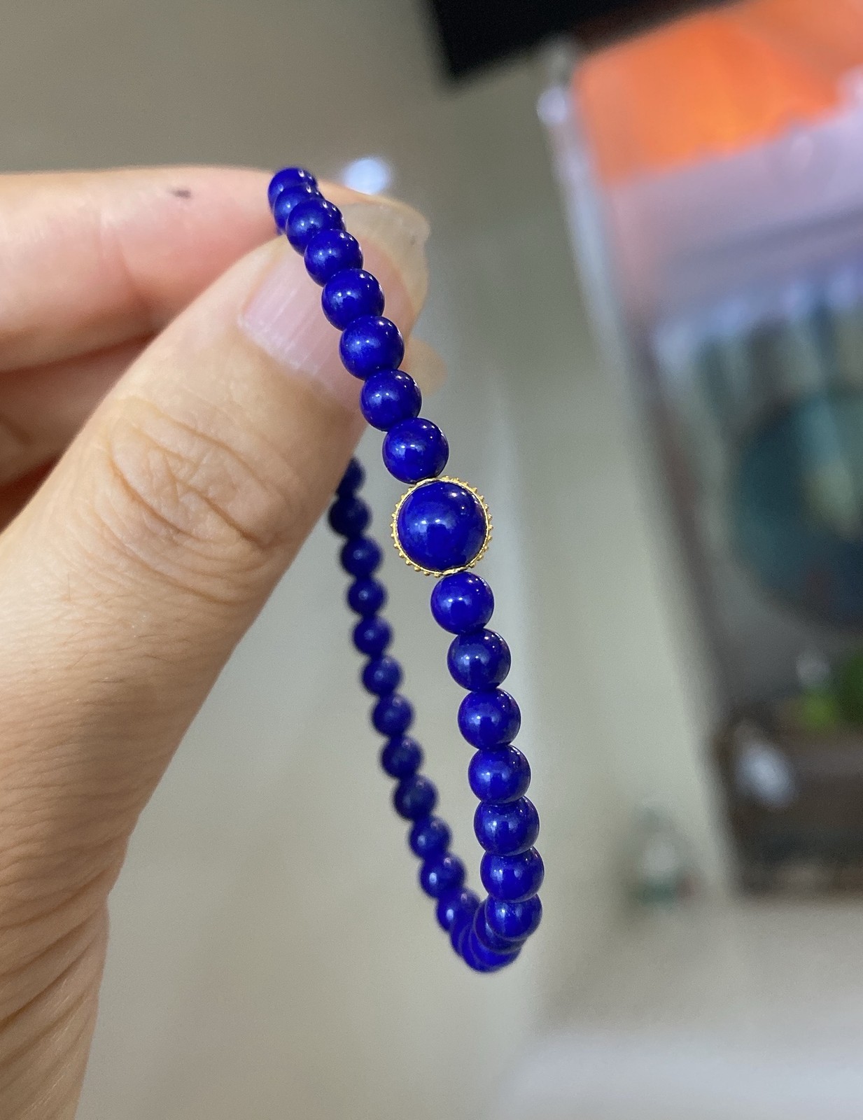 Vintage Natural Old Mine Lapis Bead Bracelet All-match Casual Fashion Accessory