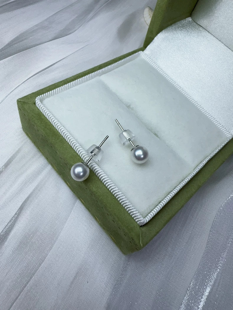 Genuine Freshwater Pearl Earrings, 4.5-5mm, Cool White Aurora, Sterling Silver