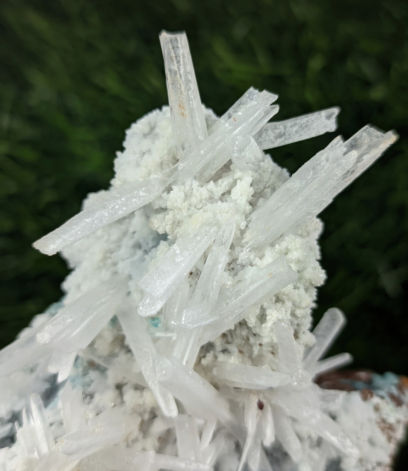 New Find White Aragonite with Blue Malachite on Matrix Limonite, Specimen – Pak.