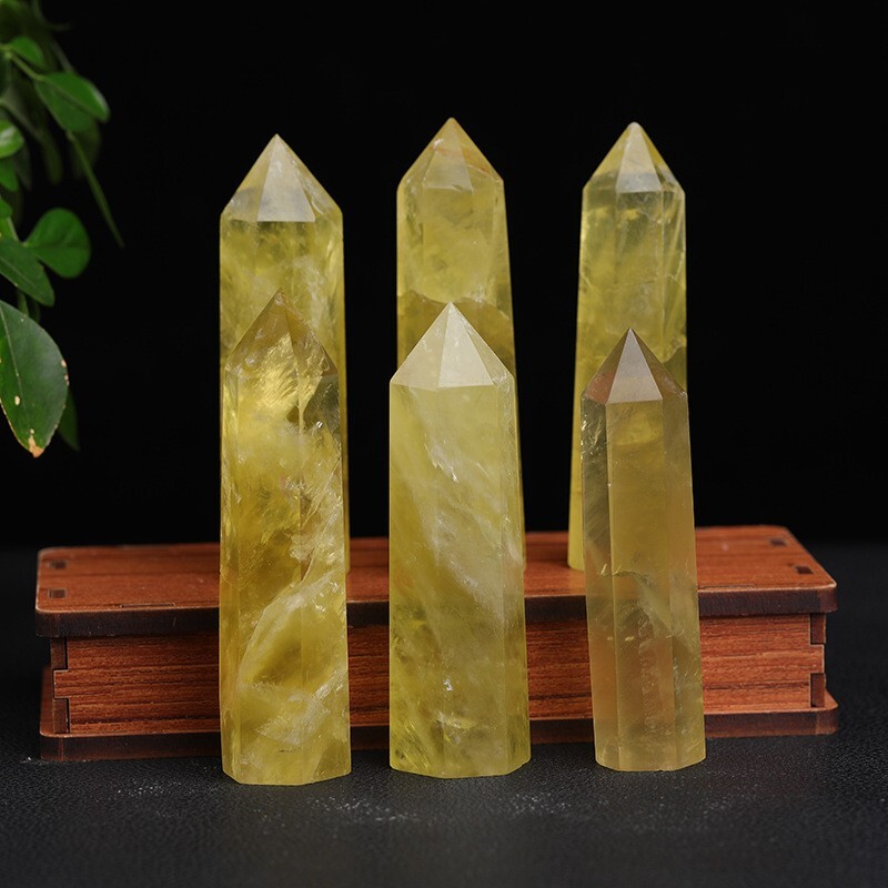 Natural Citrine Stone Healing Crystal Wands Reiki Obelisk Point Tower Decoration