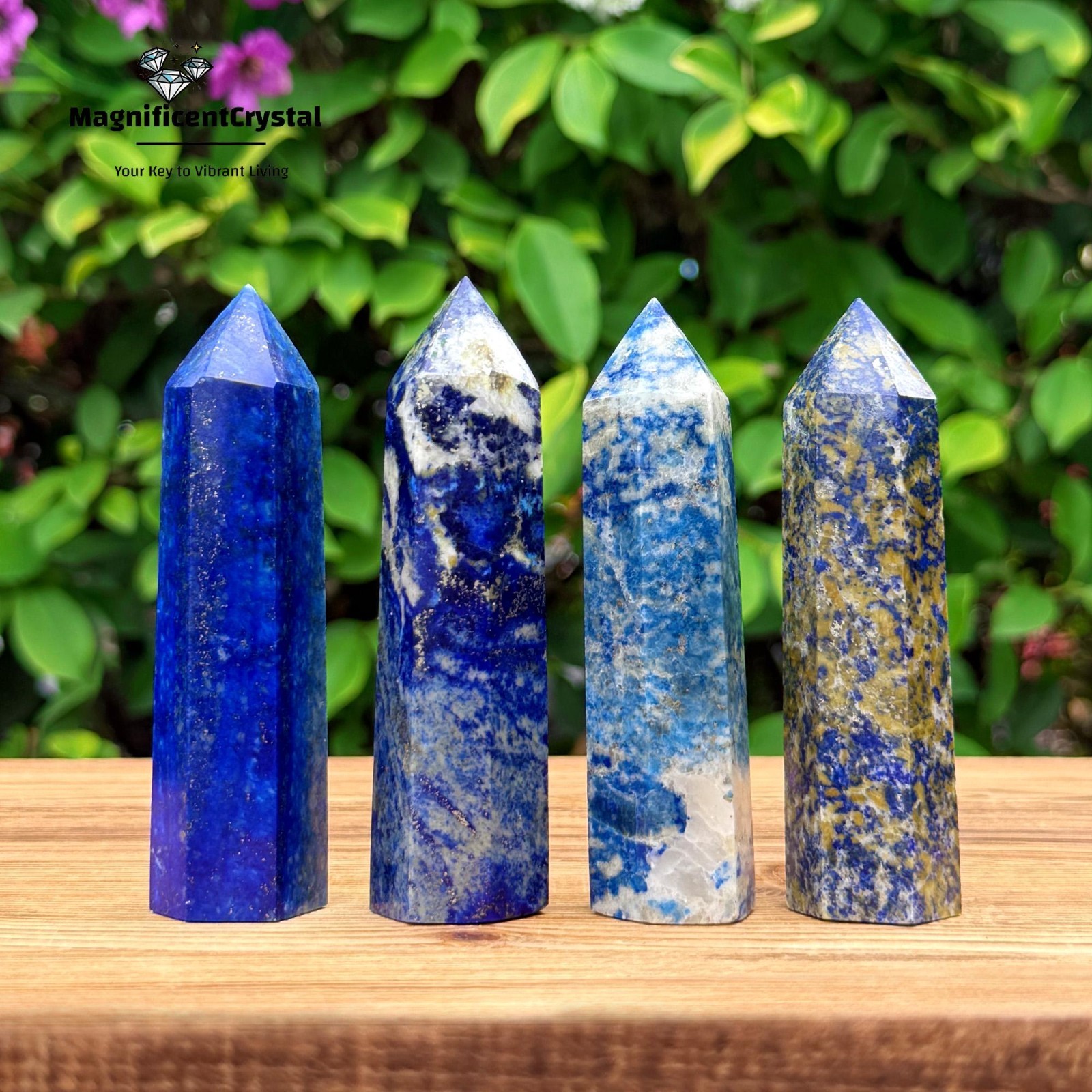 Genuine Lapis Lazuli Crystal Tower Point Healing Blue Gemstone Obelisk Wand Deco