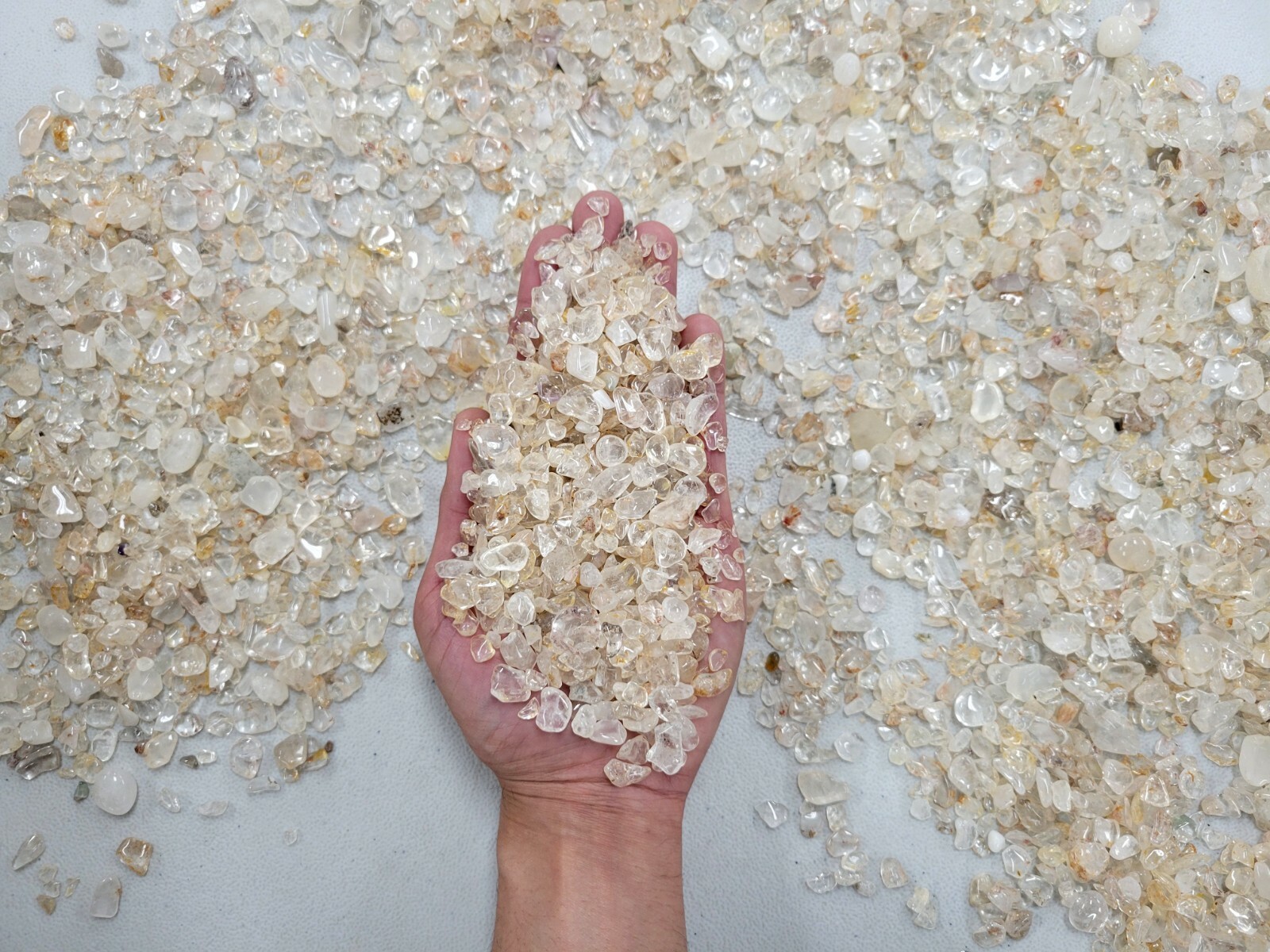 Tumbled Clear Quartz Crystal Chips Bulk, Gemstone Undrilled Crystal Beads