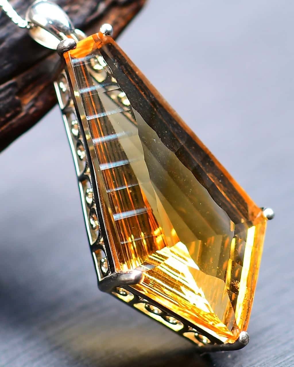 Top-quality Natural Citrine Quartz Crystal 925 silver inlay 39mm Pendant Healing