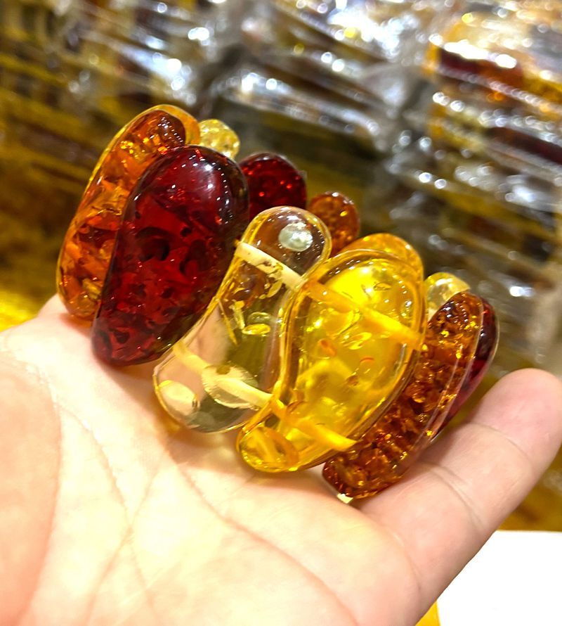 Certificate 40*18*11mm Natural multicolor Mexico Sky Blue Amber Bracelet