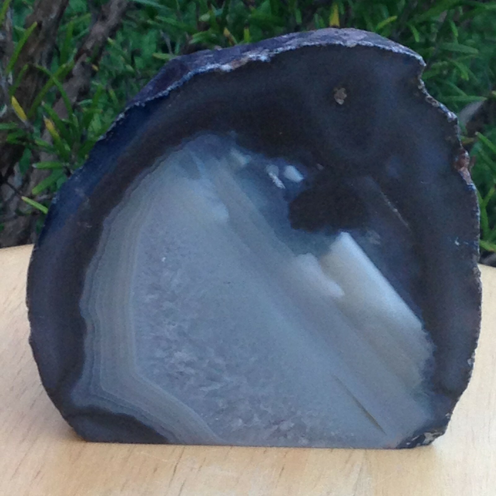 Dyed Agate Crystal Black White Grey Freestanding 398g 9.7x9x4.67cm