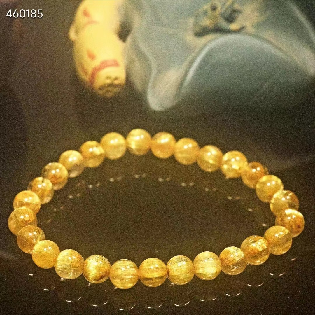 Fashion Design Natural Gold Rutilated Quartz Round Beads AAAA 7mm
