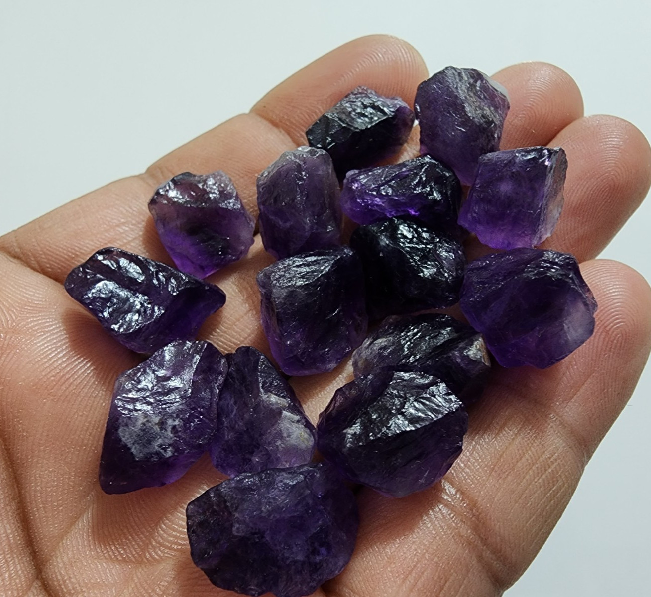 15 Pcs Excellent Purple Amethyst Rough Gemstone Chunks Size 15-20 MM Loose Rough
