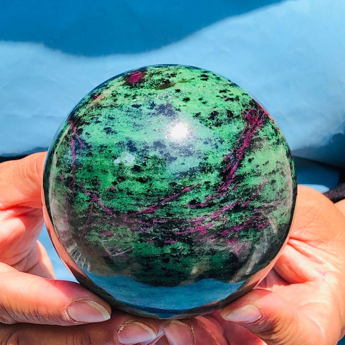 2 pieces 5.14LB Natural Red and Green Treasure Ball Quartz Crystal Specimen 5169