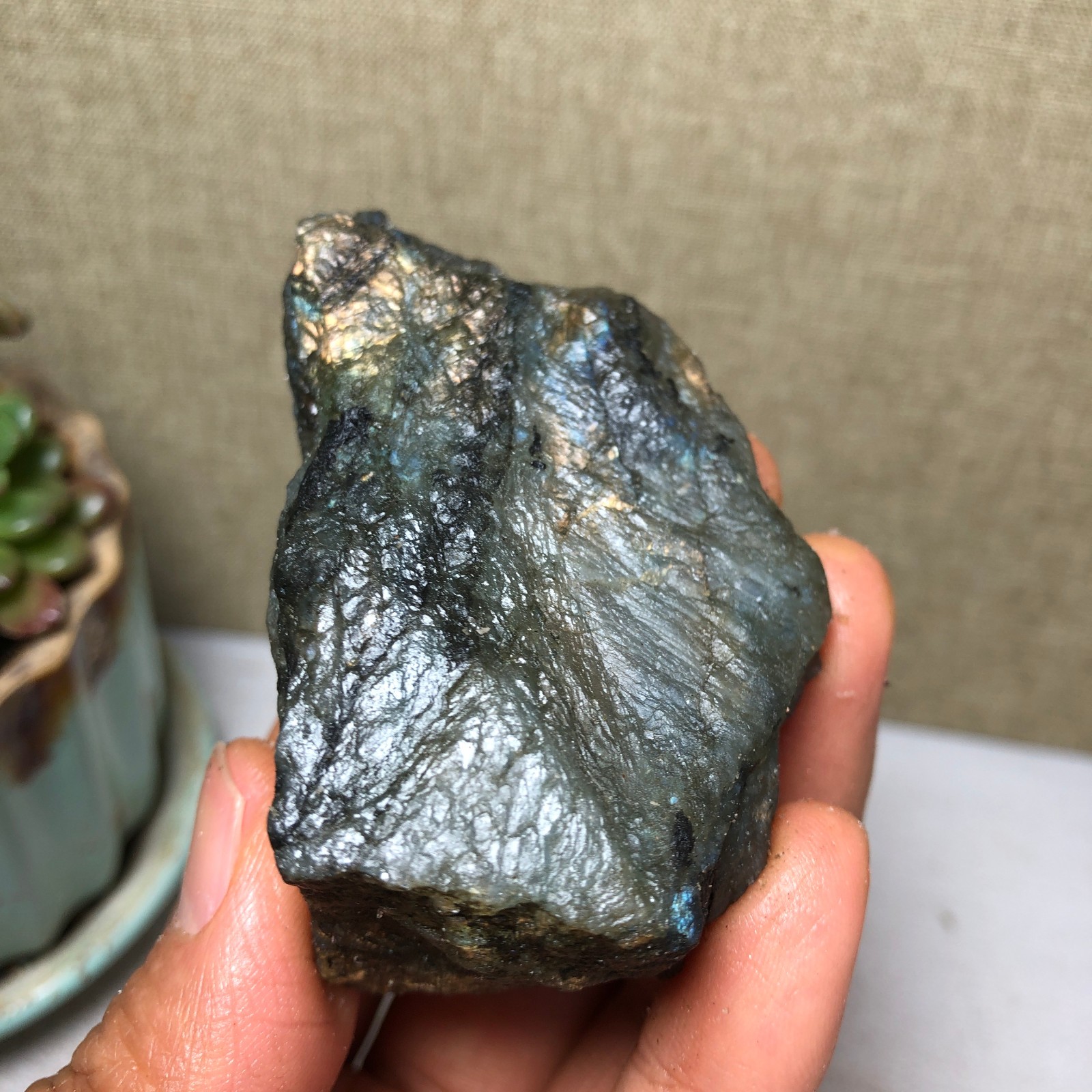 58mm Natural Labradorite Crystal gemstone rough original Specimen 95g A4219