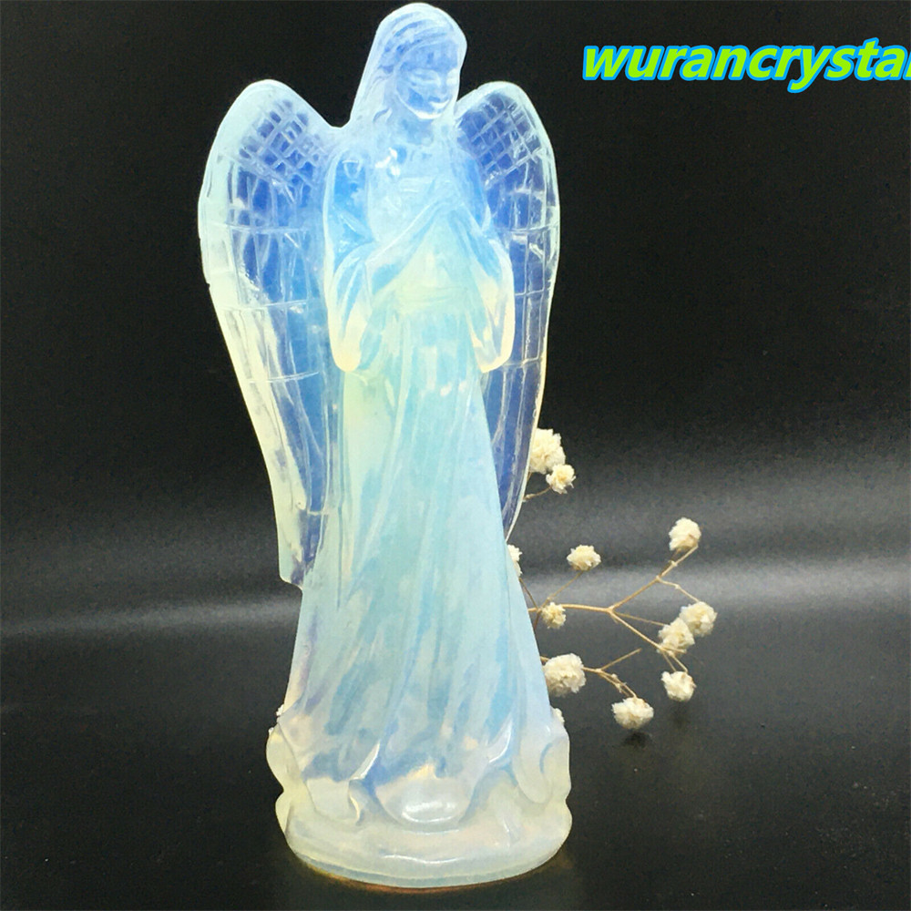 1pc Opalite crystal Quartz hand Carved crystal angel Reiki healing random 4.5″