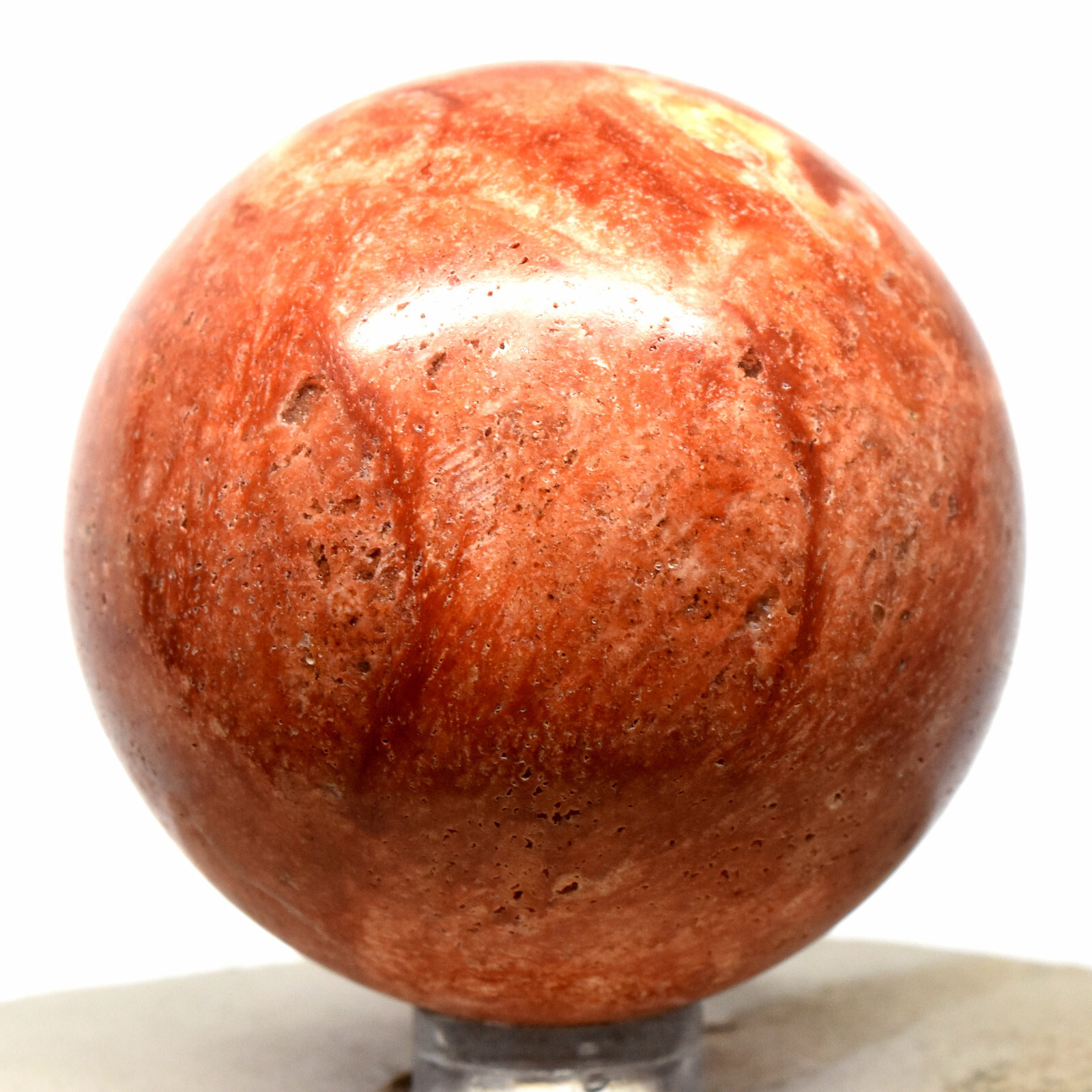 52mm Orange Jasper Sphere Natural Sparkling Mineral Polished Decor Stone – Peru