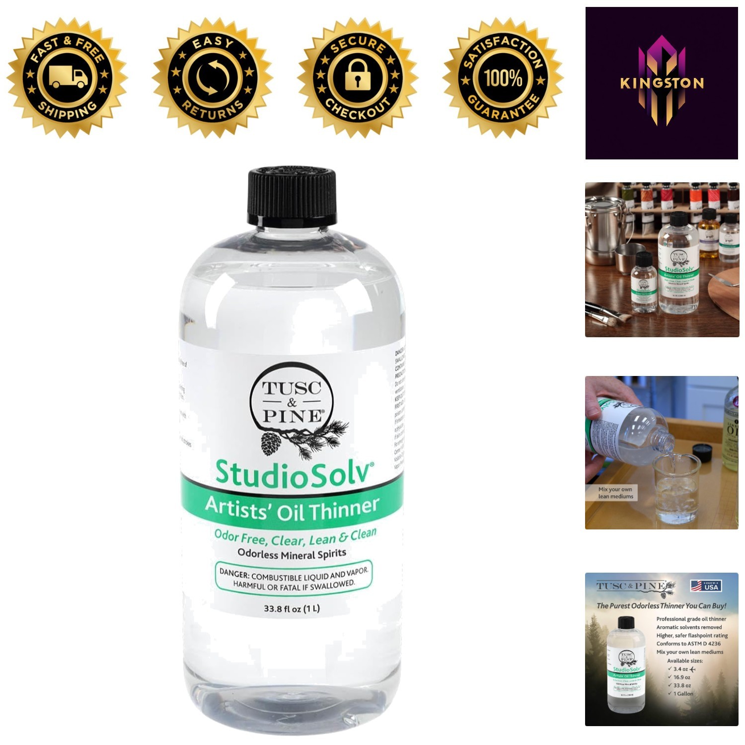 33.8oz StudioSolv Odorless Spirits – Ideal Professional Oil Thinner for Studios