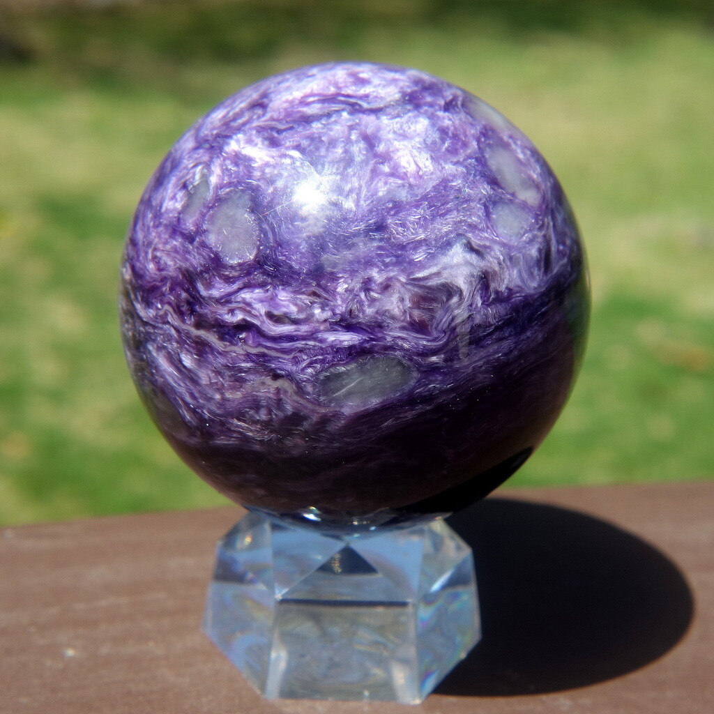 Charoite Sphere / Rich Purple Crystal Ball with Aegerine