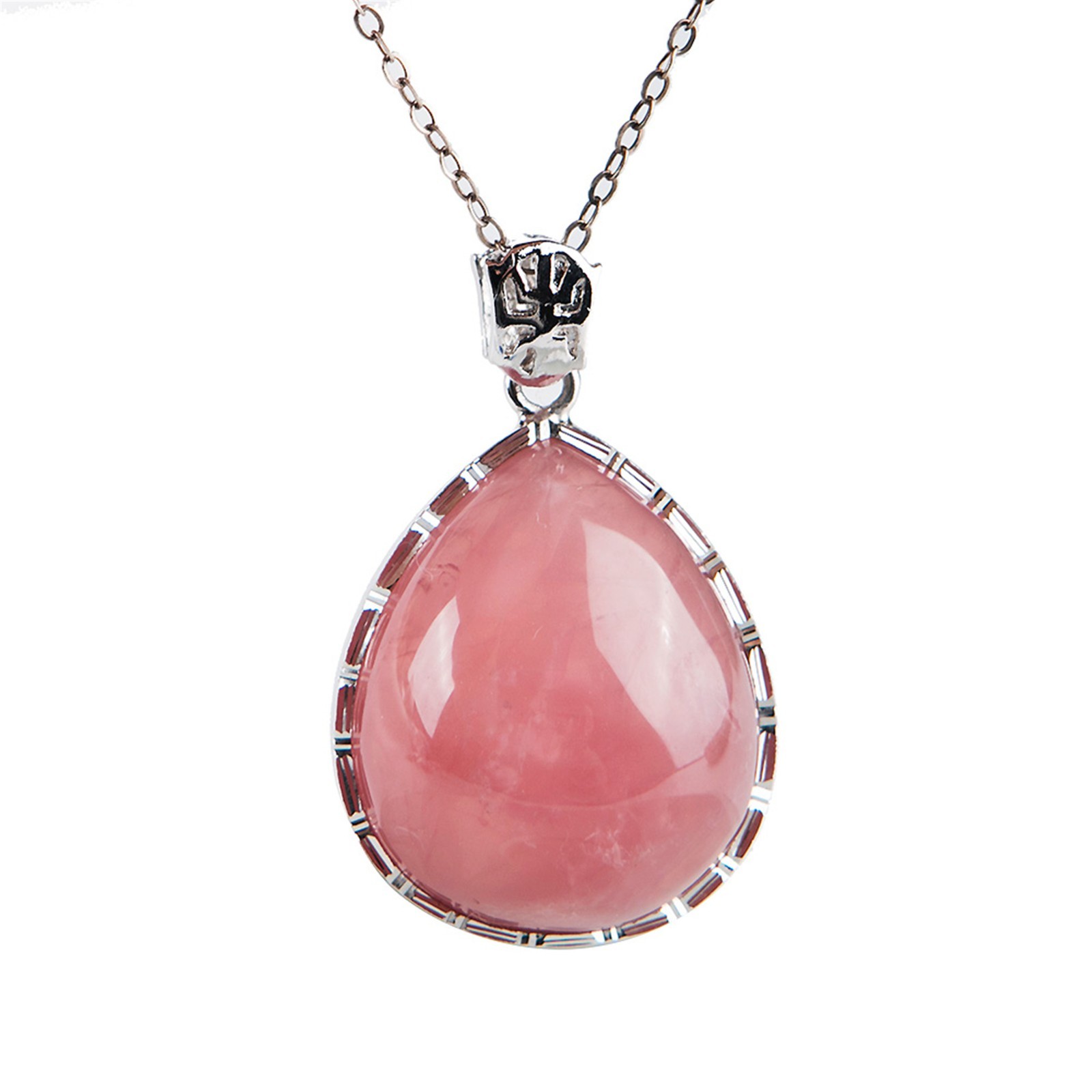 AAAAA Natural Rose Quartz Crystal Pendant Beads Necklace