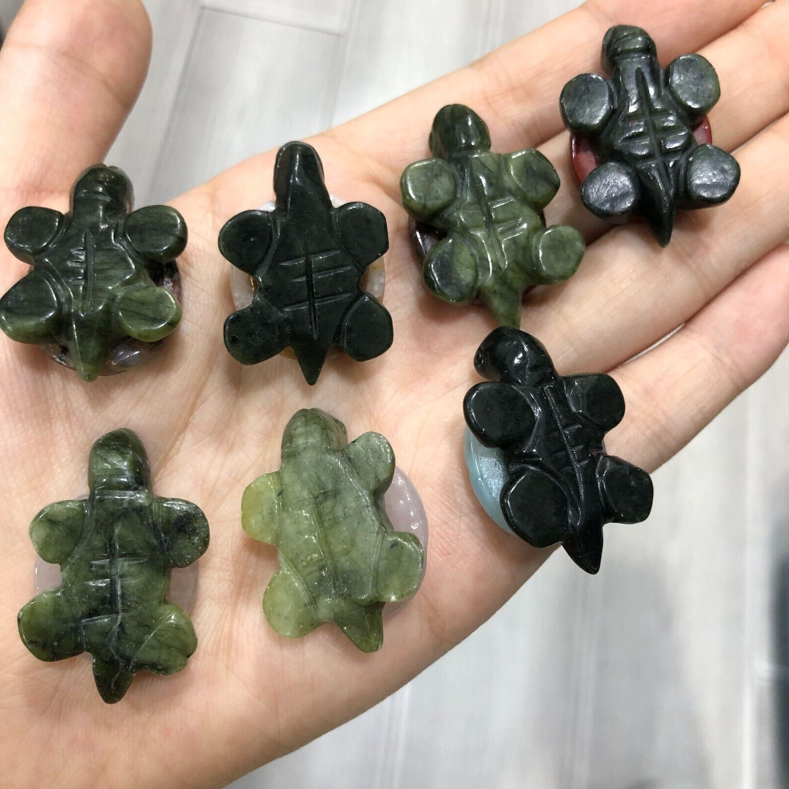 5pc Natural mix Quartz hand Carved Mini Sea turtle crystal Reiki healing