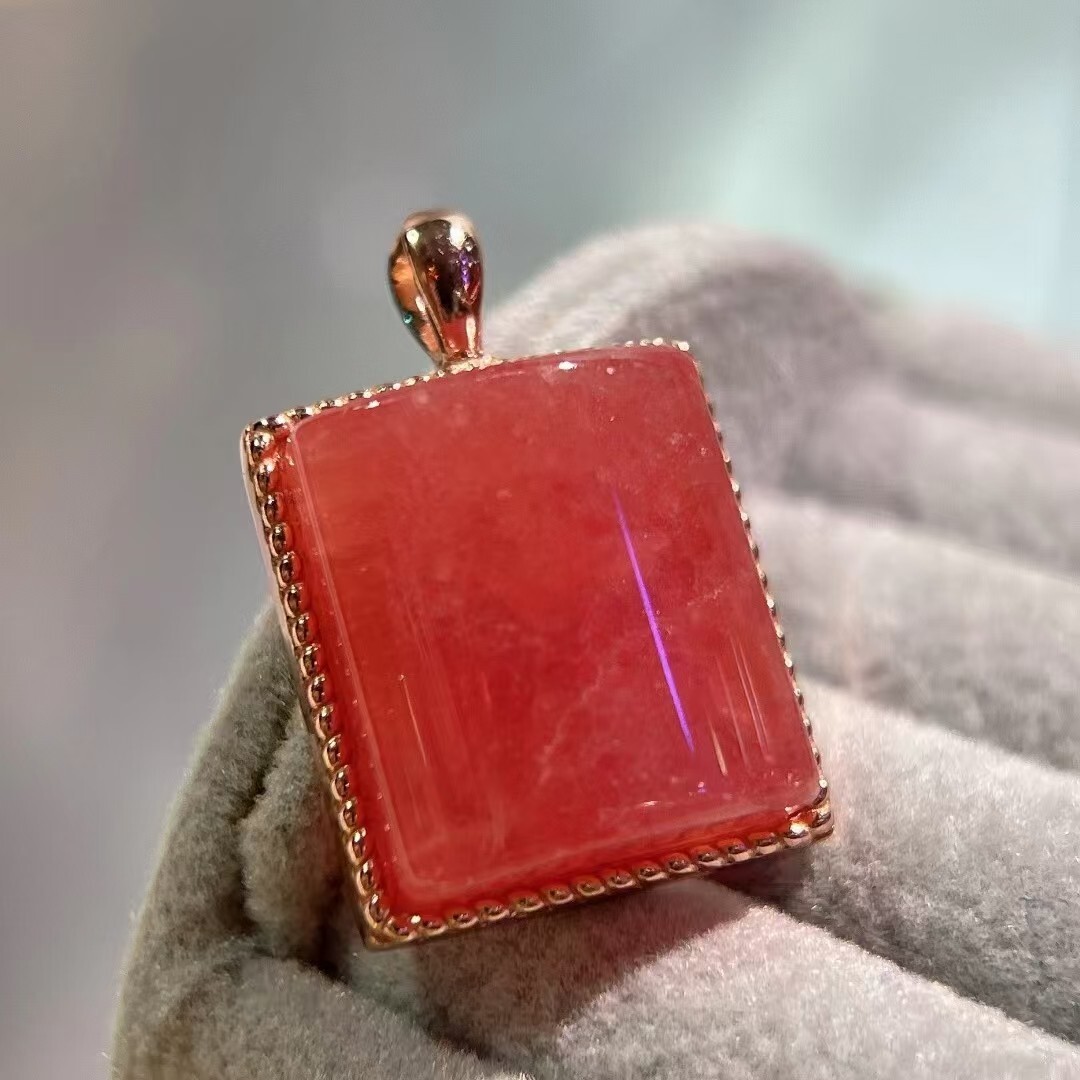 Natural Ice Rose Rhodochrosite Gemstone Pendant 925 AAAAA