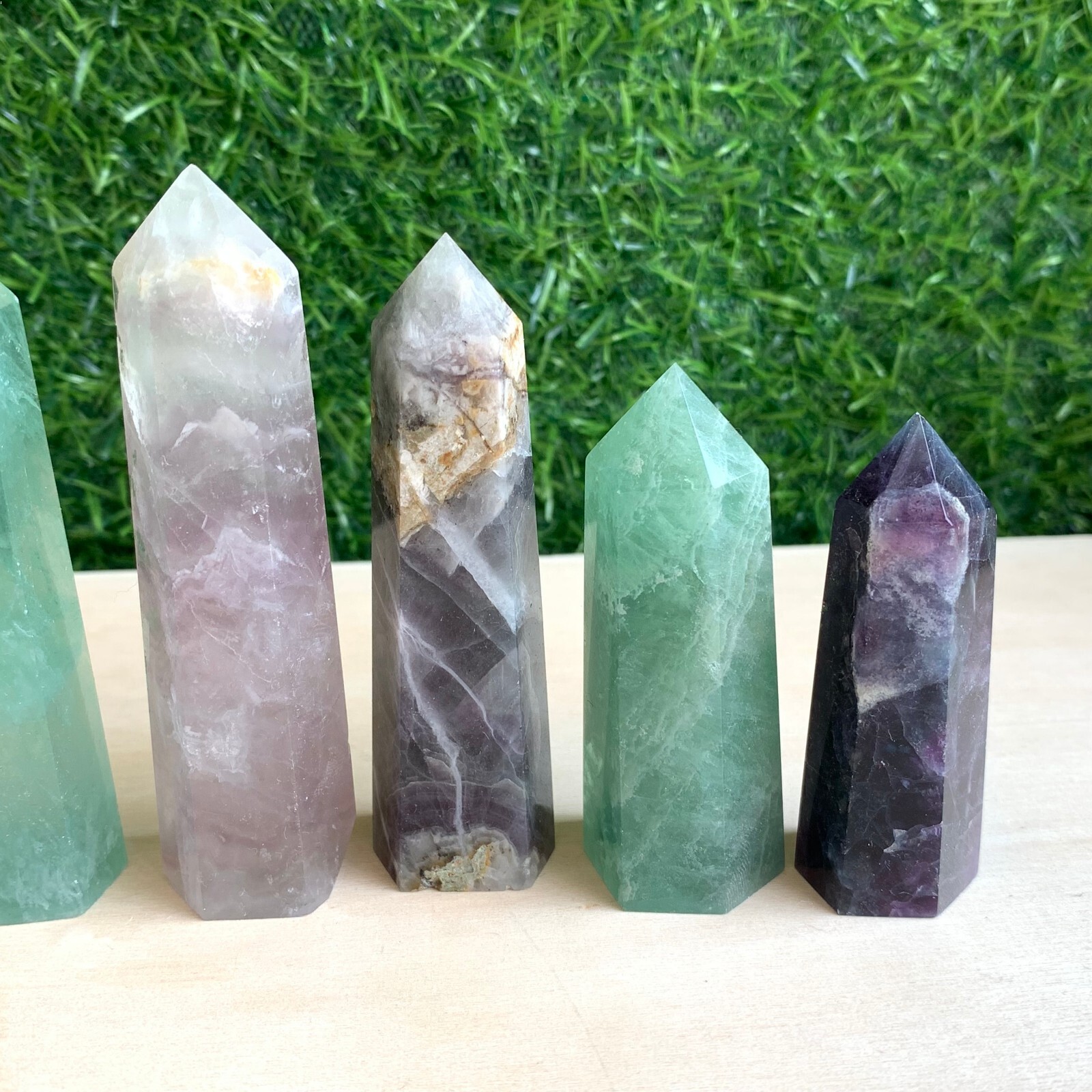 1LB Natural fluorite quartz obelisk crystal wand point healing random