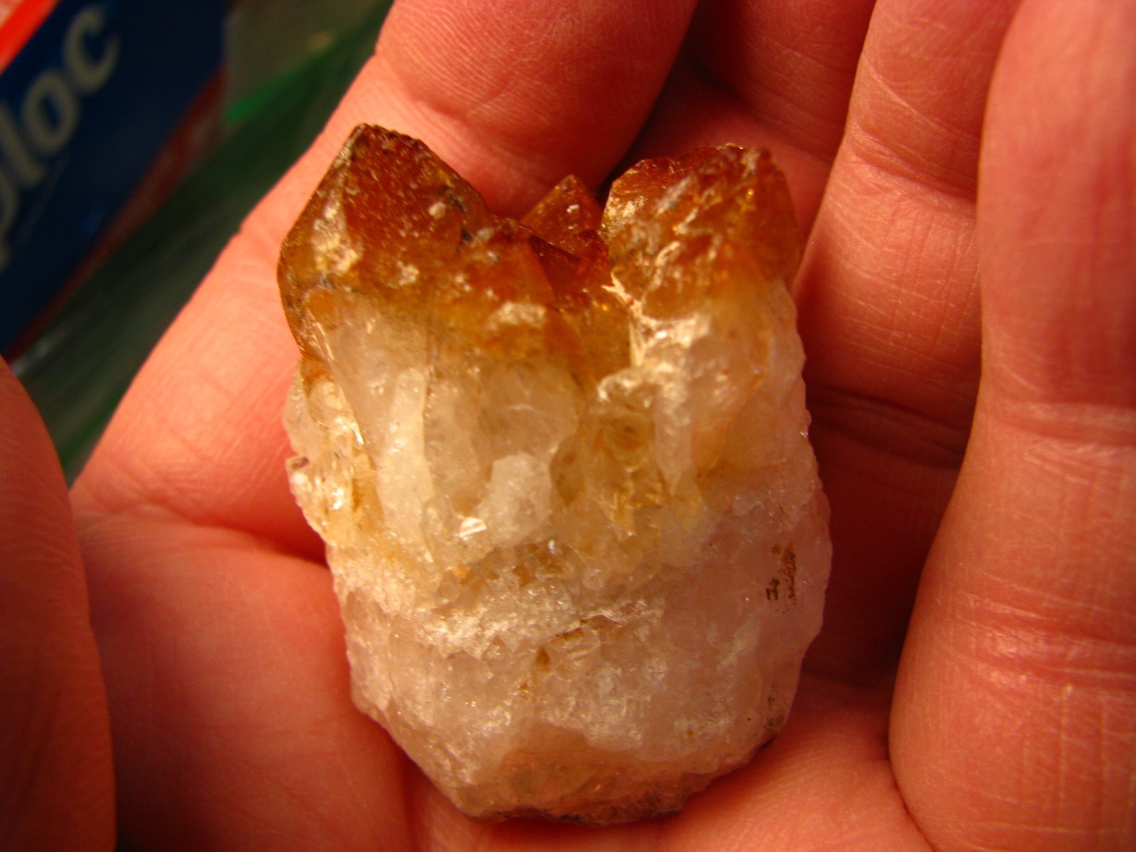 56g 1.8×1.3×1.4inch GOLDEN/YELLOW CITRINE CRYSTALS CLUSTER ON QUARTZ BRAZIL #049