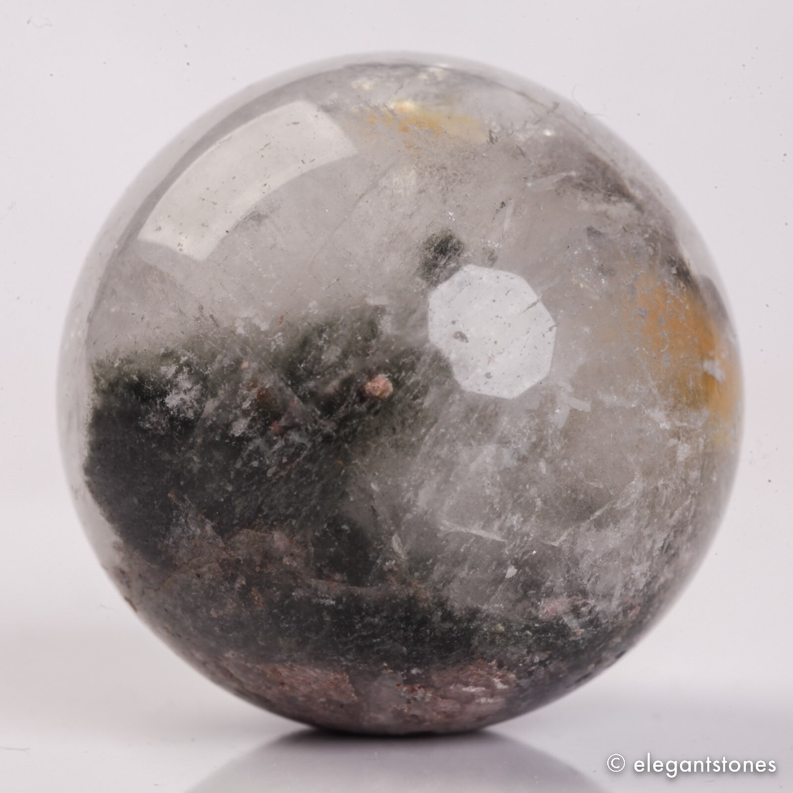 57g34mm Natural Garden/Phantom/Ghost/Lodolite Quartz Crystal Sphere Healing Ball