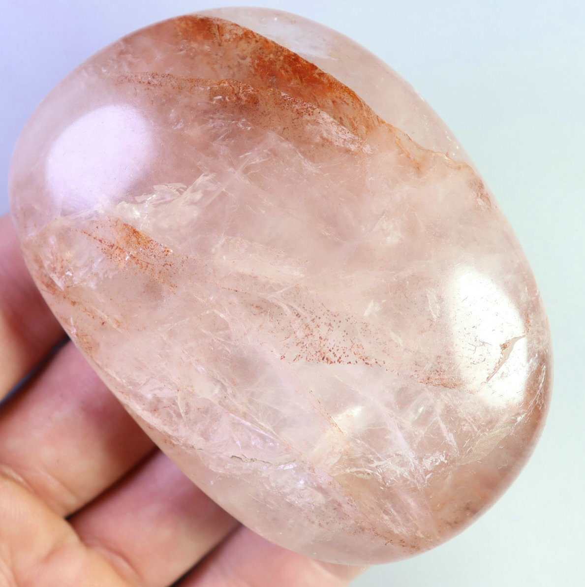 Natural RED FIRE Hematoid Quartz Crystal Palm Stone Reiki Healing Energy