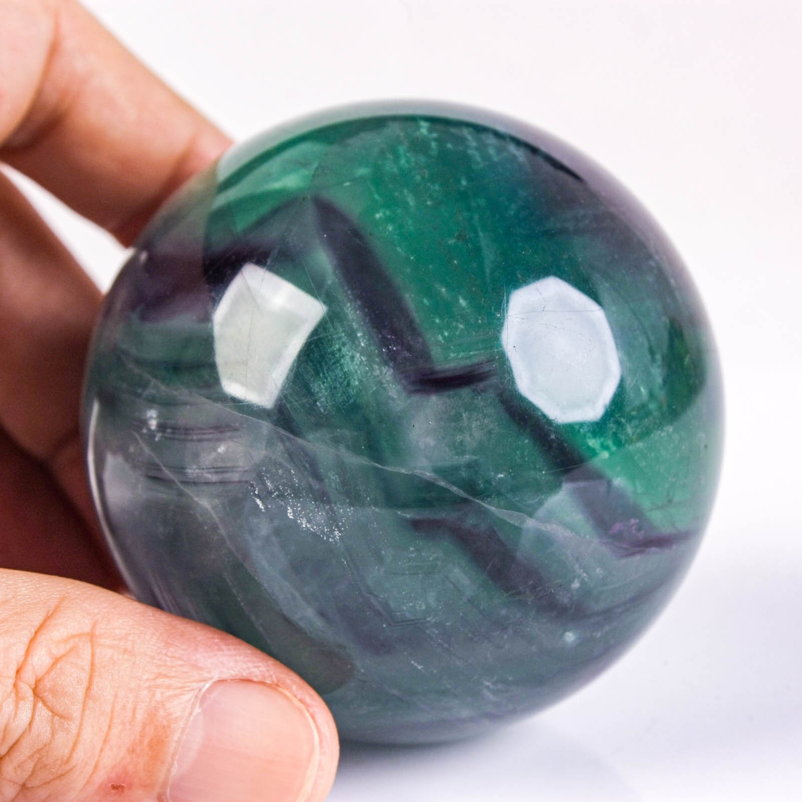 2.5″ 14.6oz Rainbow Fluorite Sphere Crystal Ball Natural Banded Mineral Specimen