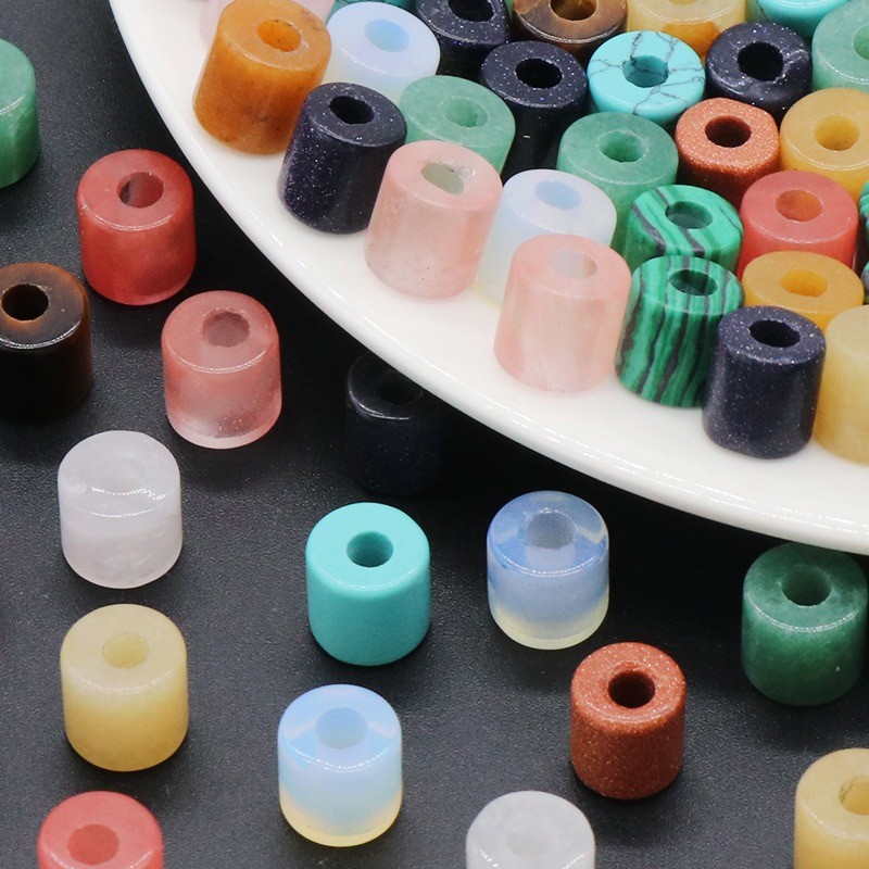 Natural Gemstone Large Hole Barrel Beads Loose Beads for Jewelry Making Crafts