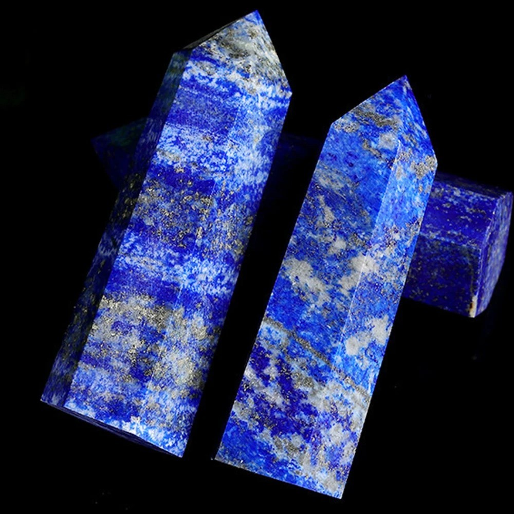 Lapis Lazuli Crystal Tower Natural Blue Stone Point Obelisk Wand Decor 3-3.5in