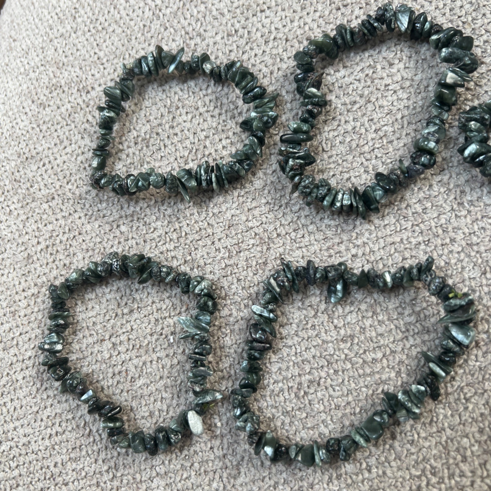 Seraphinite Chip Gemstone Bracelet Lot (8) Adjustable Free Shipping