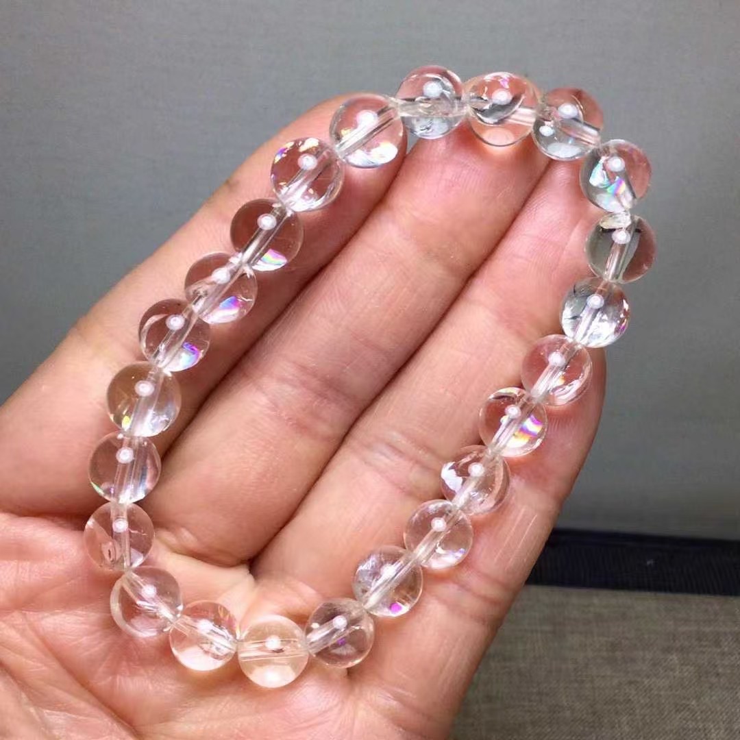 8.5mm Natural White crystal Bracelet Crystal Gemstone Stretch Bracelet random