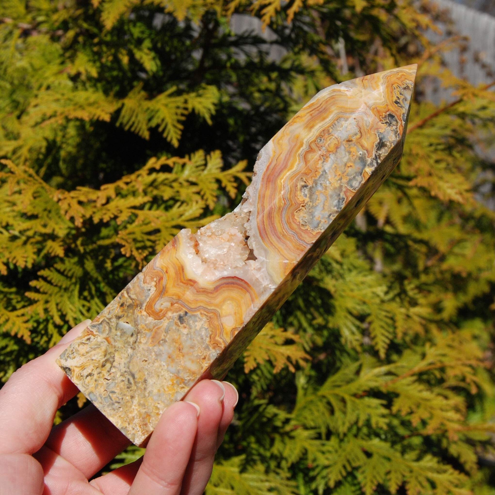 6in 1lb Crazy Lace Agate Crystal Tower, Mexico