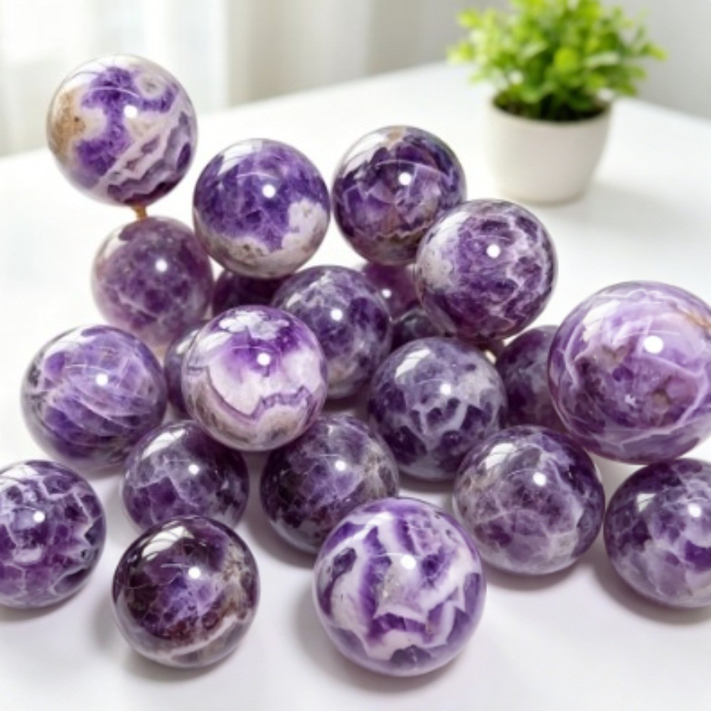 Natural Dreamy purple crystal Sphere Ball Reiki Healing stone Meditation Decor