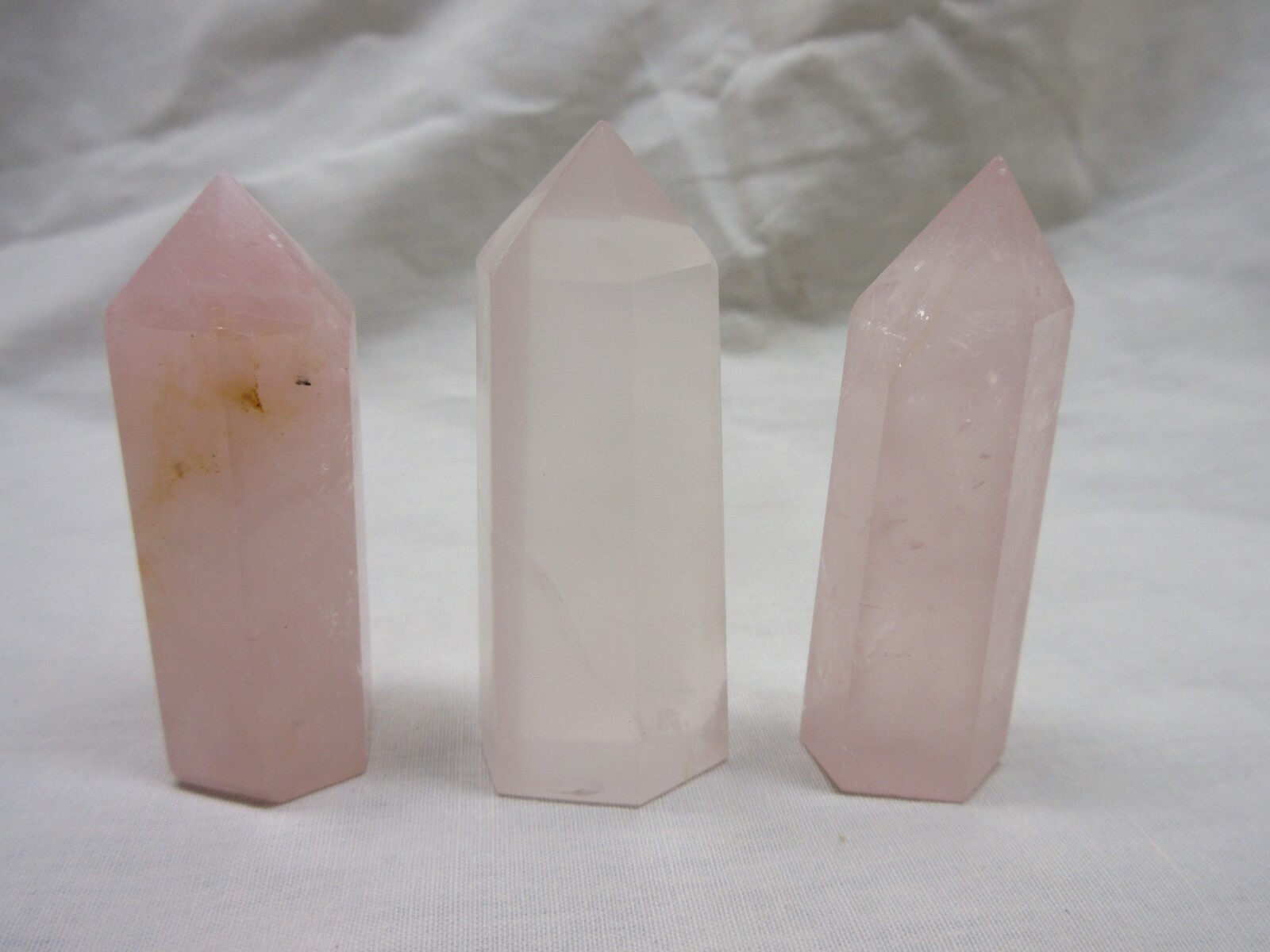 Rose Quartz X 3 Single Point Wand Reiki Healing Crystal Natural Gemstone #116