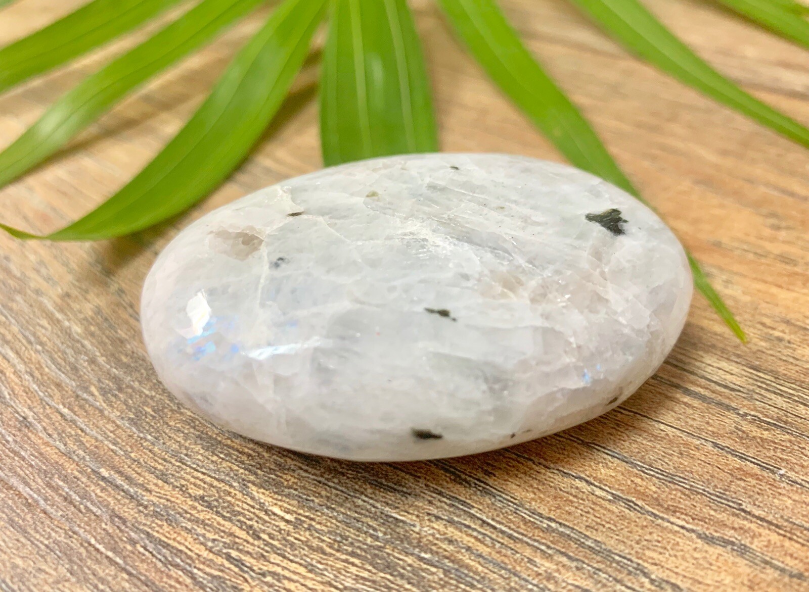 Rainbow Moonstone Palm Stone Large Soap Stone Flat Therapy Meditation Specimen.