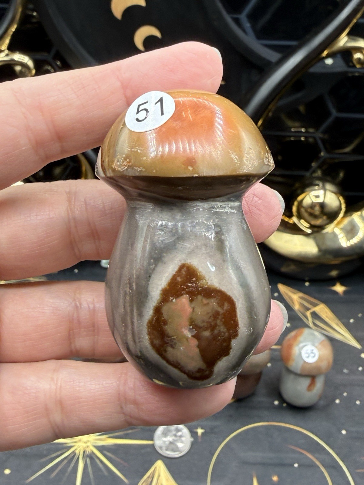 Natural Polychrome Jasper Mushrooms Carvings Free shipping