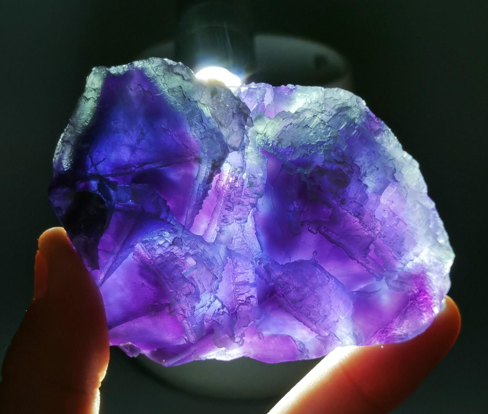 Rare Natural Purple Green Octagonal Fluorite Mineral Specimen China