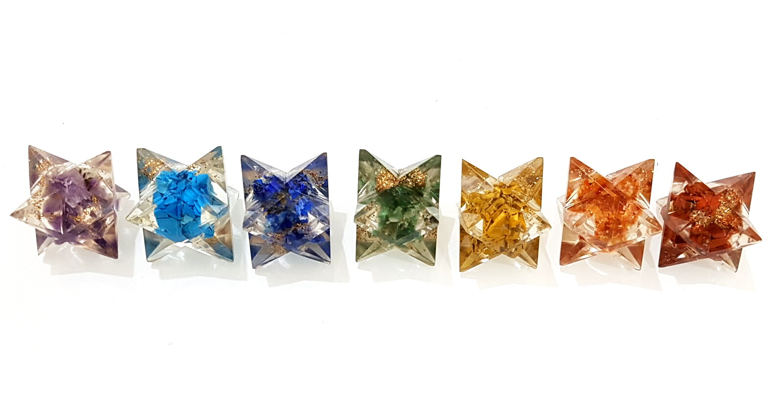 7 Chakra Beautiful Orgone Energy Star Set Healing Reiki Meditation Natural Stone