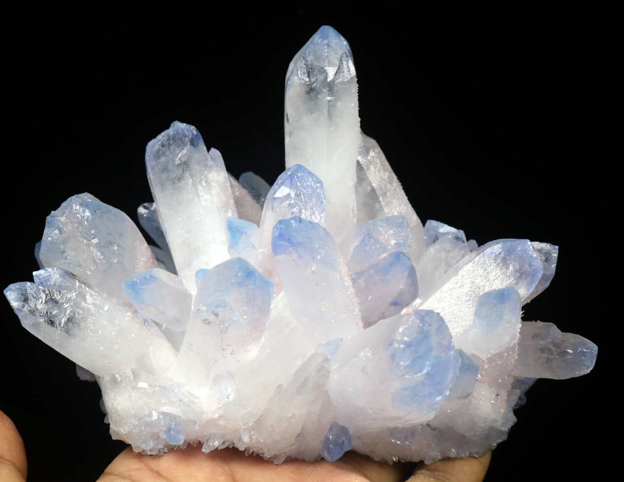 1.94lb Rare Beatiful Blue Tibetan Ghost phantom Quartz Crystal Cluster Specimen