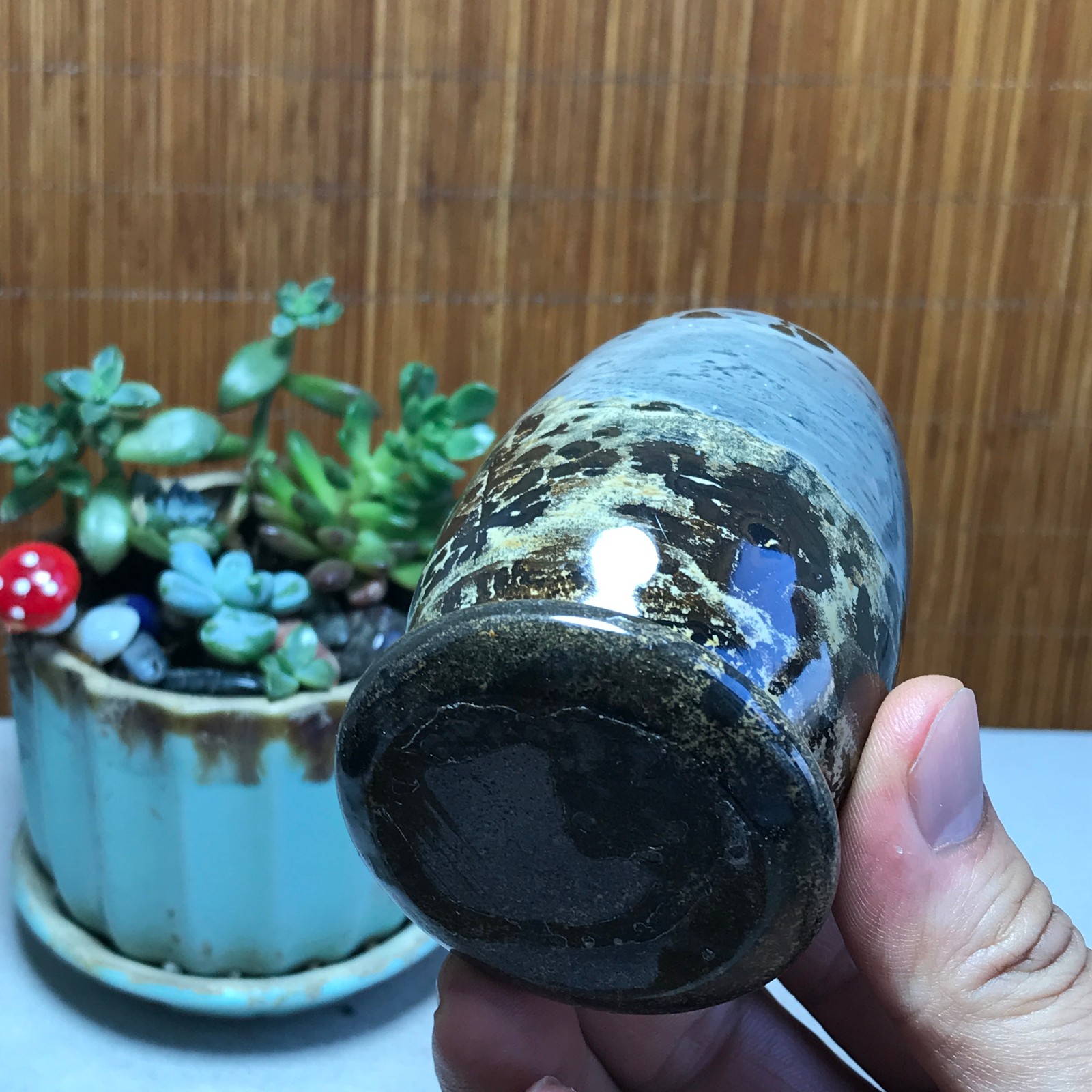 Natural Chinese painting vase stone crystal ornaments for home decoration A5720