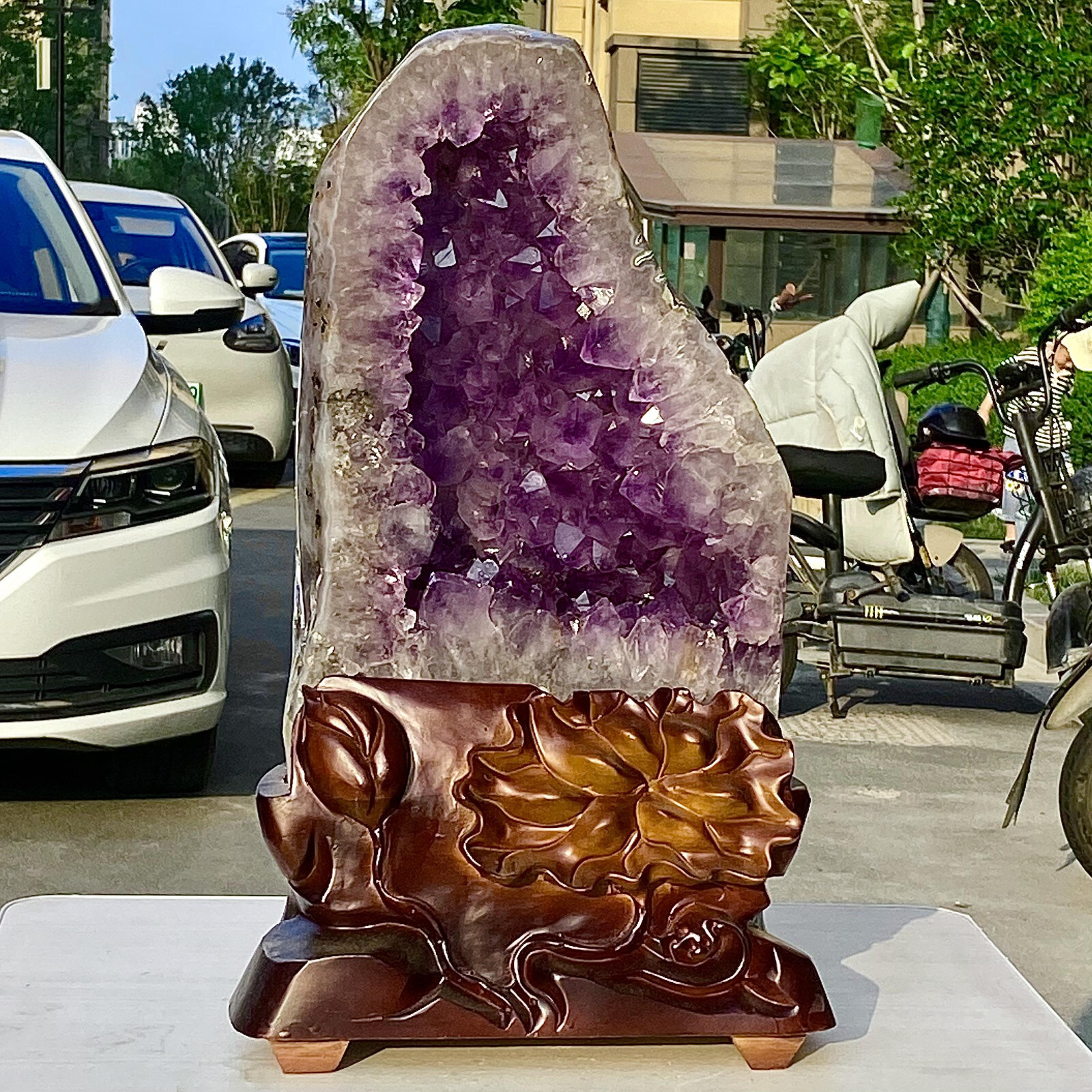 35.2LB Brazilian Amethyst Crystal Cave Stone Cluster Quartz Geode Healing