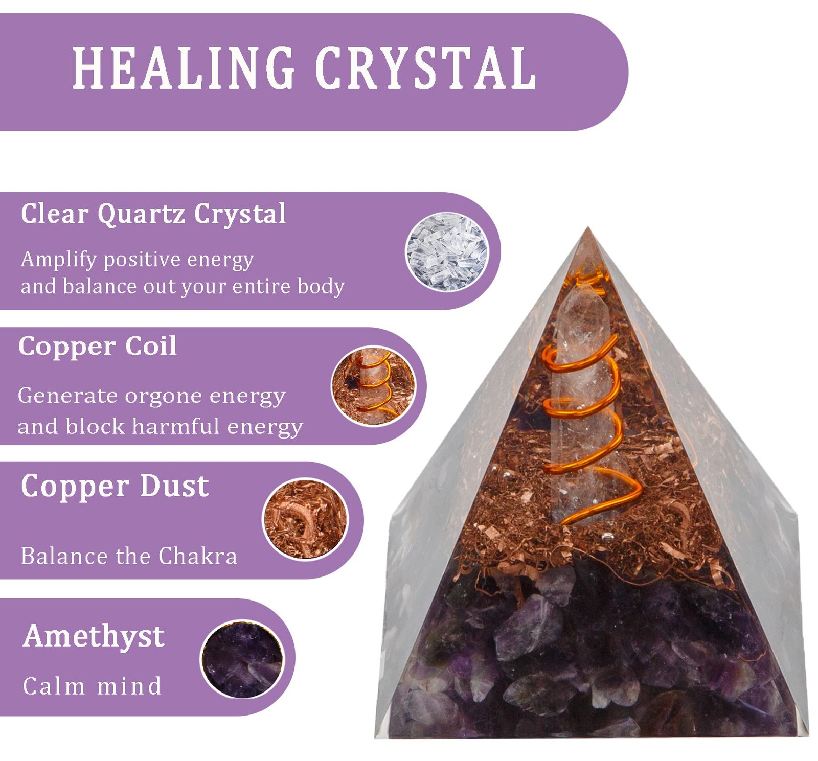 TESTRYE Orgone Pyramid,Amethyst Orgonite Pyramid for Protection,Healing Cryst…