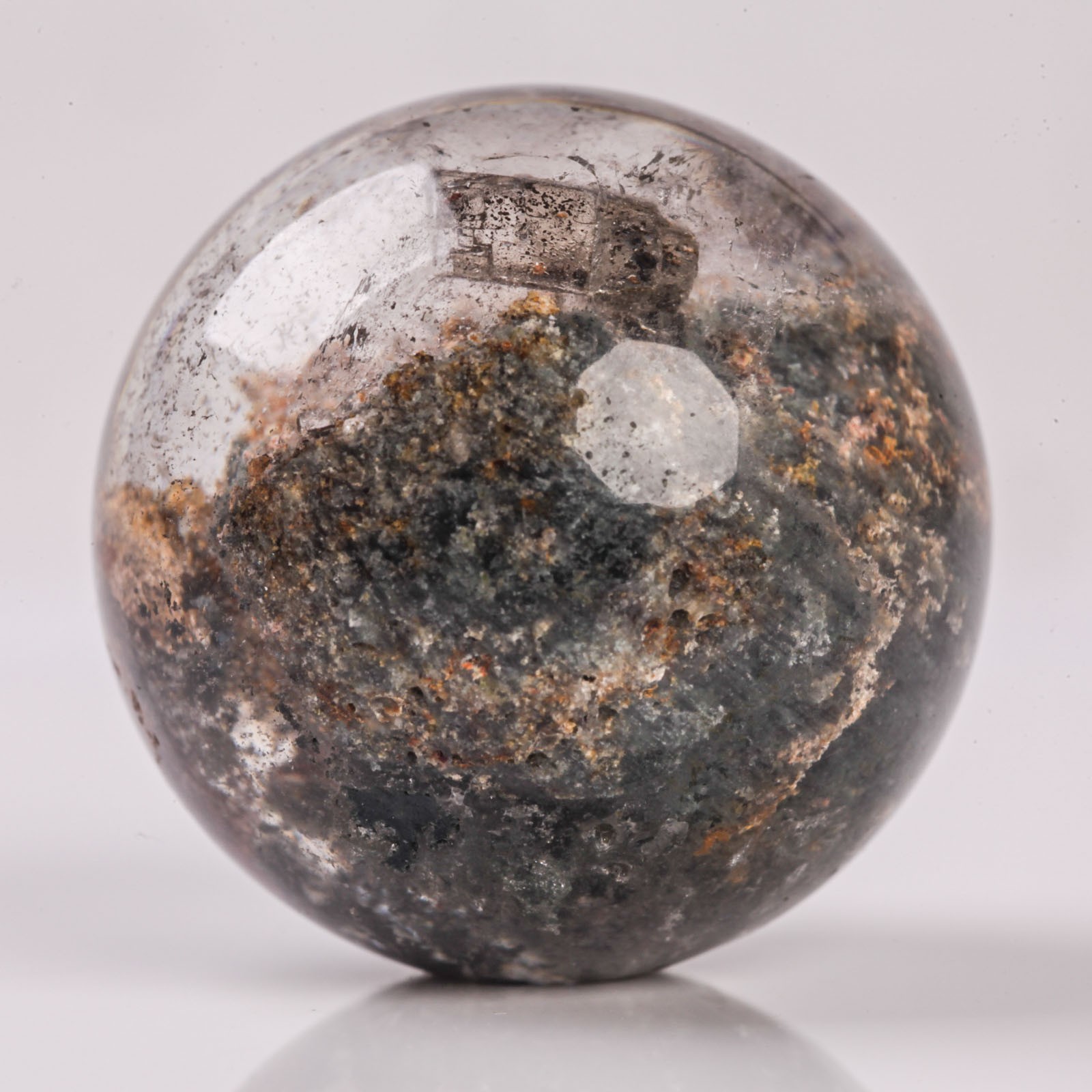 34g29mm Natural Garden/Phantom/Ghost/Lodolite Quartz Crystal Sphere Healing Ball
