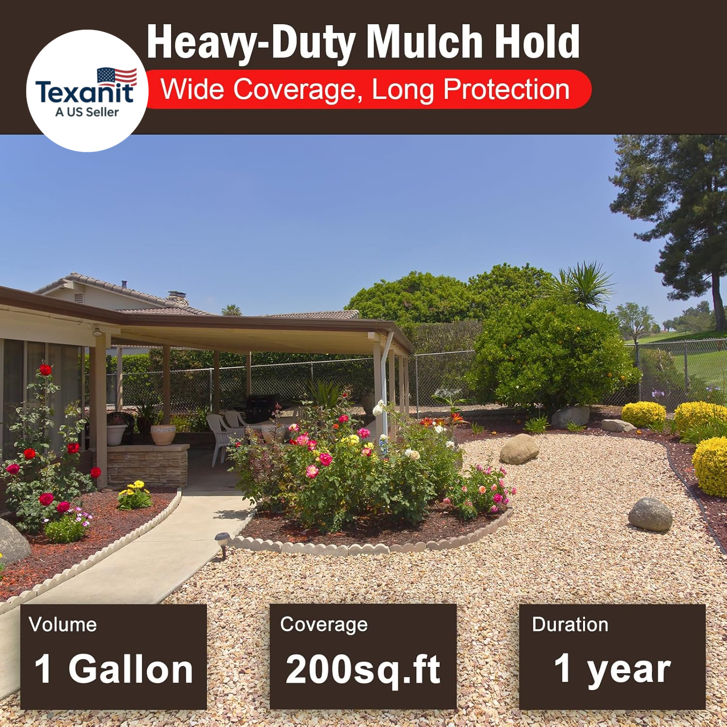 Mulch Glue for Landscaping: 1 Gallon Rock Glue for Landscaping & Gravel Binder –