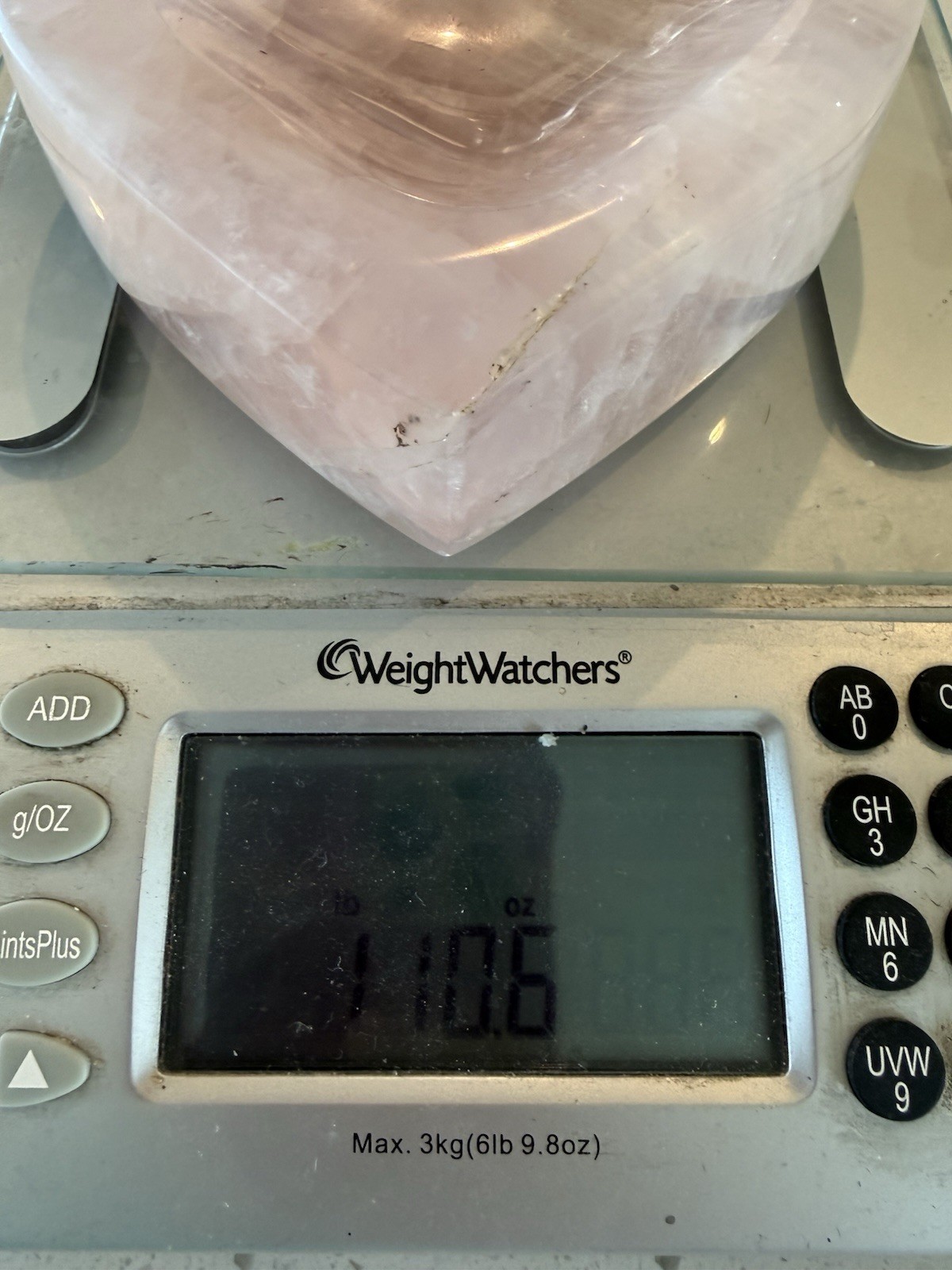 KCGS Rose Quartz Heart Bowl Pink Madagascar 750 Grams Trinket 1.10 Lbs Decor