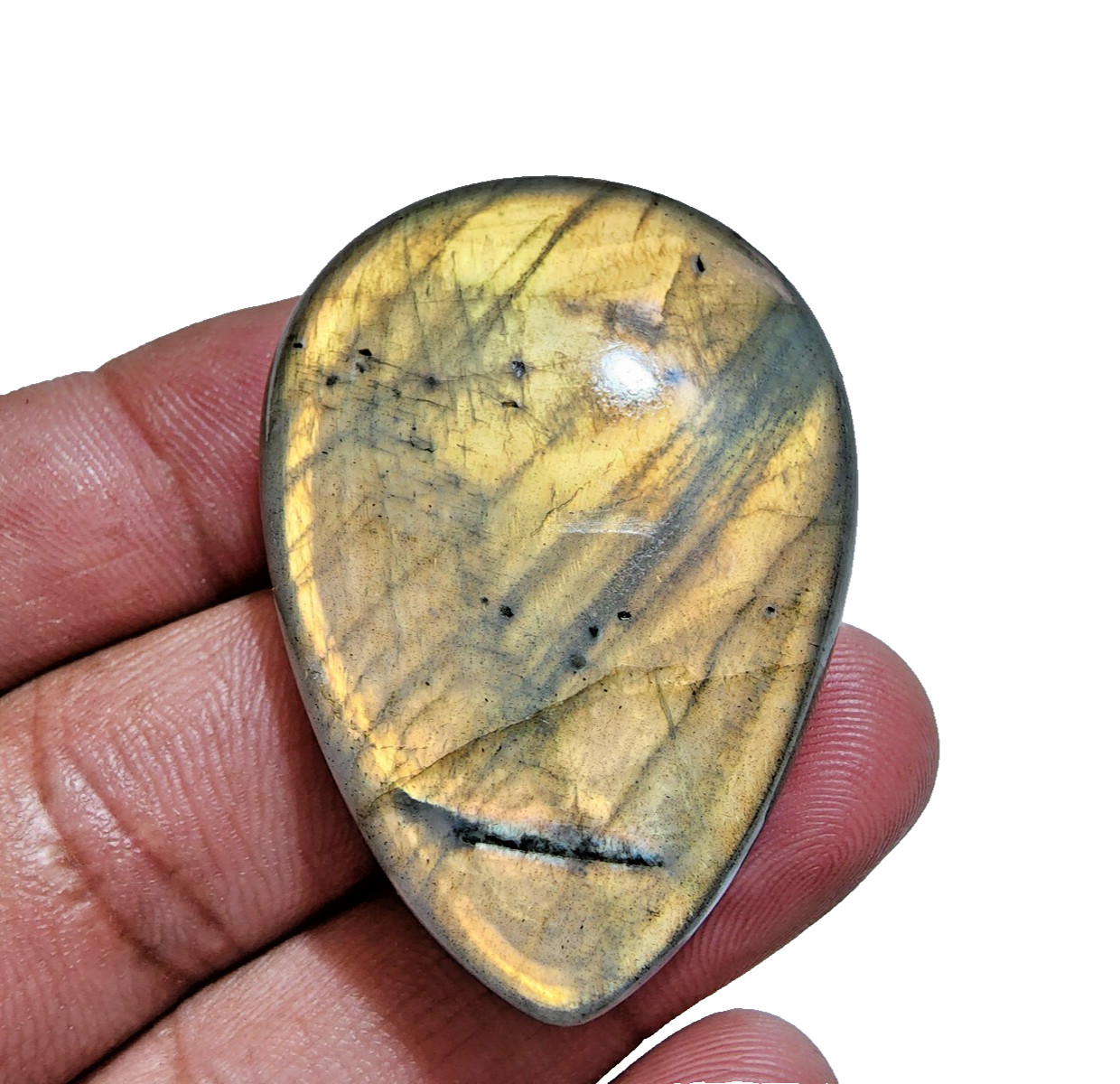 145 Crt Glowing A+ Labradorite Cabochon Pear Shape Gemstone Jewelry For Pendant