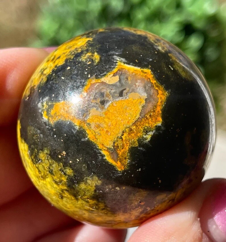 Bumblebee Jasper Crystal Sphere #W- 37mm Black yellow jasper Indonesia Old Stock
