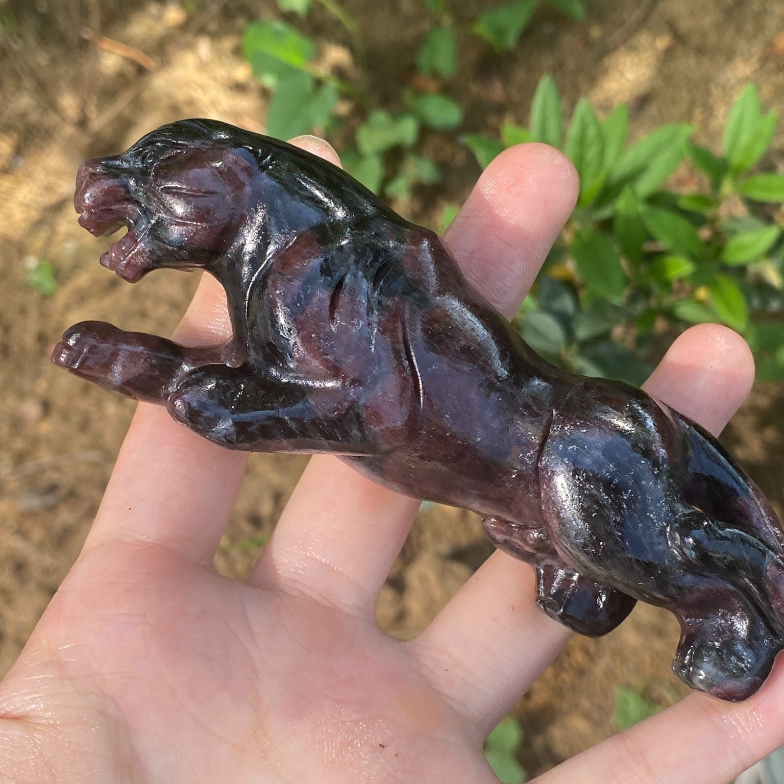 1pc Natural garnet leopard hand carving skull Quartz crystal reki healing